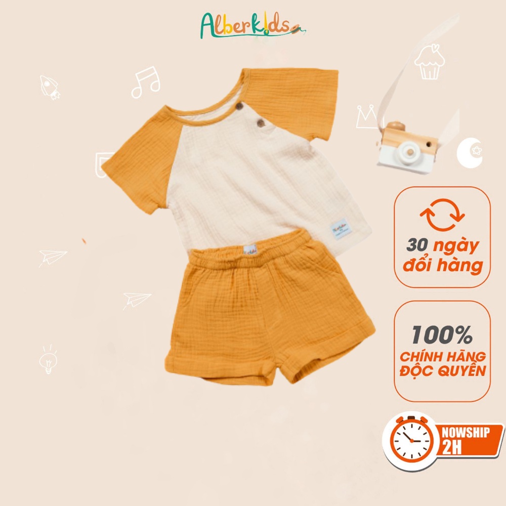 Bộ đồ ngắn tay bé trai ALBER KIDS mặc hè chất liệu mềm, mát, thấm hút mồ hôi tốt cho bé 1-10 tuổi [SA04, SA05]
