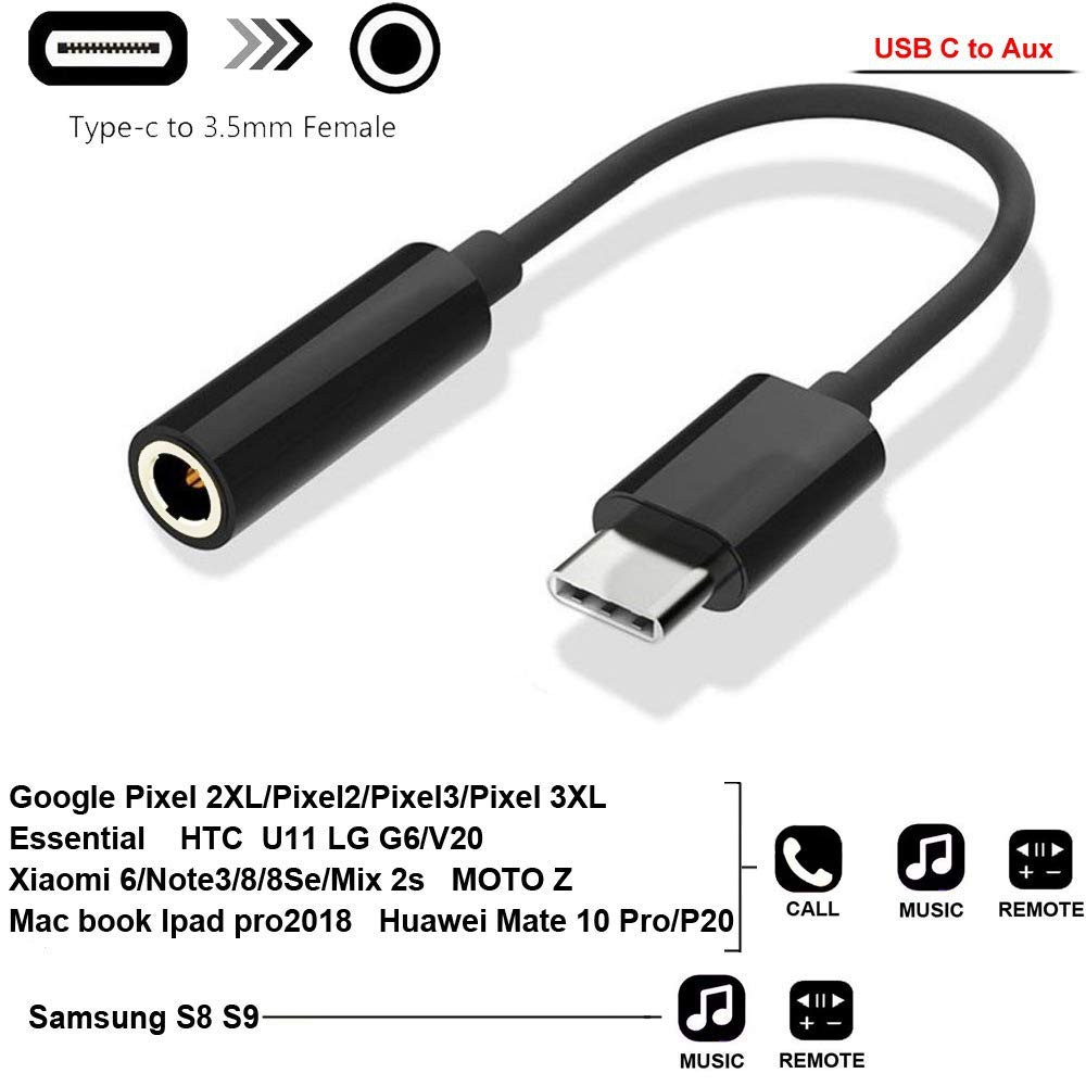 USB C Type C to 3.5mm Aux Audio Headphone Jack Adapter Audio Dongle Adapter