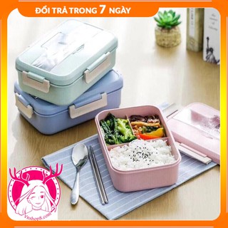 HỘP CƠM LÚA MẠCH 3 NGĂN KÈM ĐŨA THÌA INOX