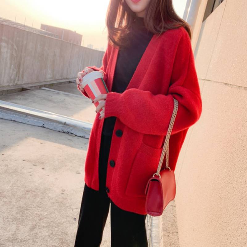Áo khoác cardigan dệt kim màu sắc xinh xắn cho nữ