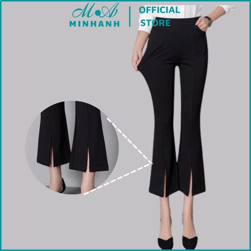 Quần legging dài nữ cạp cao ghen bụng ống loe xẻ trước trẻ trung tôn dáng-MINHANH.OFFICIAL.STORE