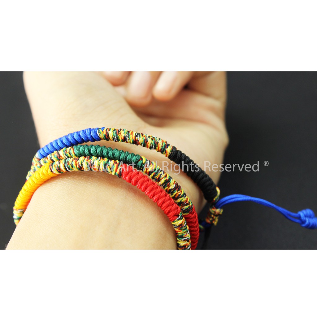 Vòng Tay Dây Ngũ Sắc Thắt Chỉ Màu Tibet Handmade (ĐỎ-XANH LÁ), Vòng Tay Phong Thuỷ, Chuỗi Hạt S48 - Bead Art