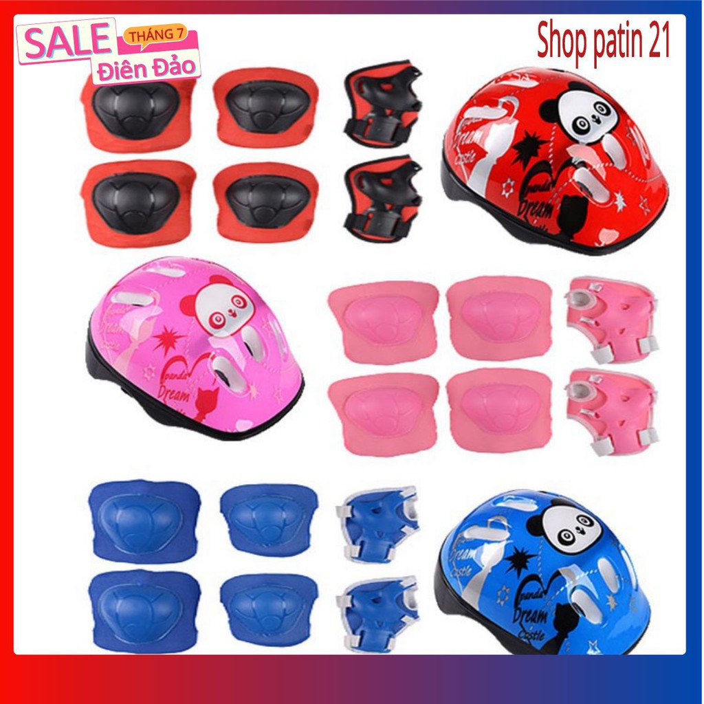 Bộ bảo hộ mũ bảo hiểm gấu trúc dành cho chơi trượt ván trượt patin đạp xe trẻ em người lớn giá rẻ