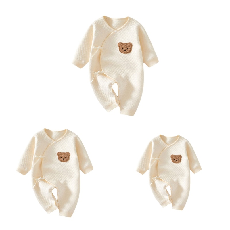 Bộ Áo Liền Quần Tay Dài Bằng Cotton Giữ Ấm Bảo Vệ Bụng Dành Cho Bé
