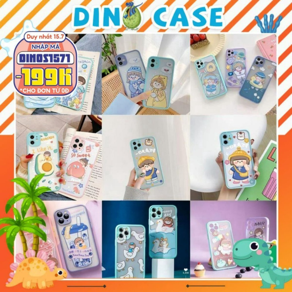 Ốp lưng iphone viền nhám Roro Daily bảo vệ camera 6/6plus/7plus/8plus/x/xs/xs max/11/11promax DT05- Dino case