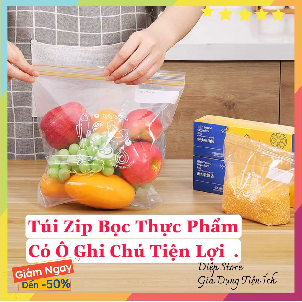 Túi zip đựng thực phẩm ❤️SALE❤️ Túi đựng Set 3 hộp có ô ghi tên sa có thể tái sử dụng