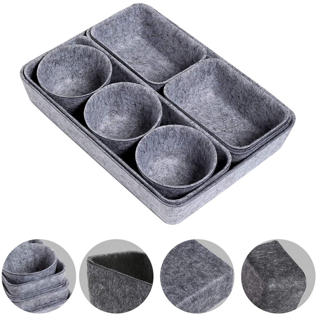 Bộ 8 khay đựng đồ JUJIAJIA bằng vải nỉ bỏ trong ngăn kéo phân loại gọn gàng cho văn phòng/nhà tắm/nhà bếp trong nhà