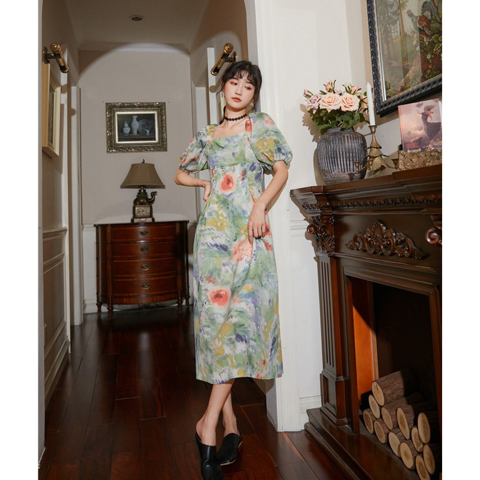 Đầm Màu Tranh Sơn Dầu - MUOJ - Thiết Kế Châu Âu - phong cách Vintage | BigBuy360 - bigbuy360.vn