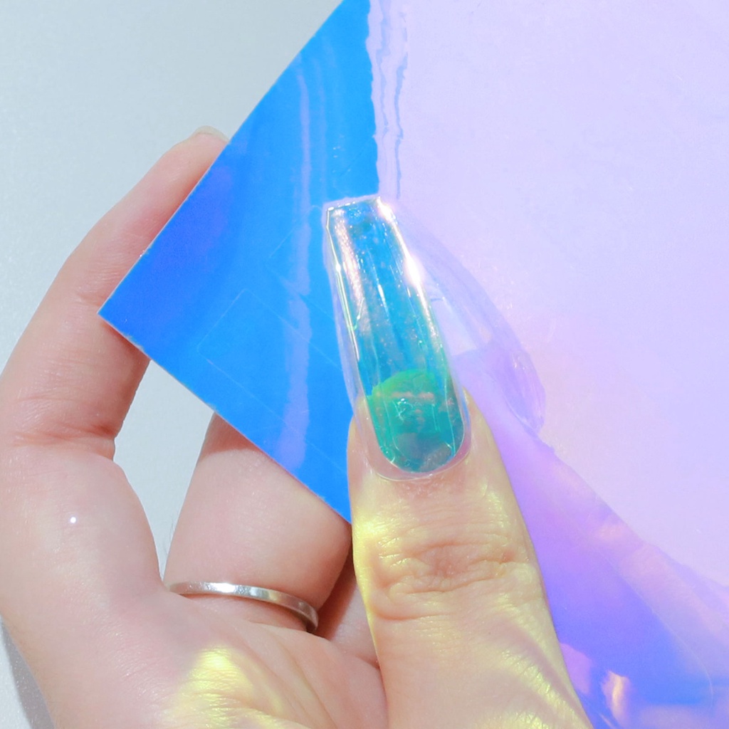 Tấm nhãn dán trang trí móng tay Misscheering mặt kính màu đá aurora cao cấp