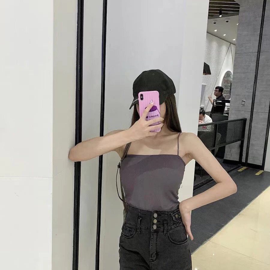 Áo bra cotton gân tăm dáng dài có mút ngực 1880