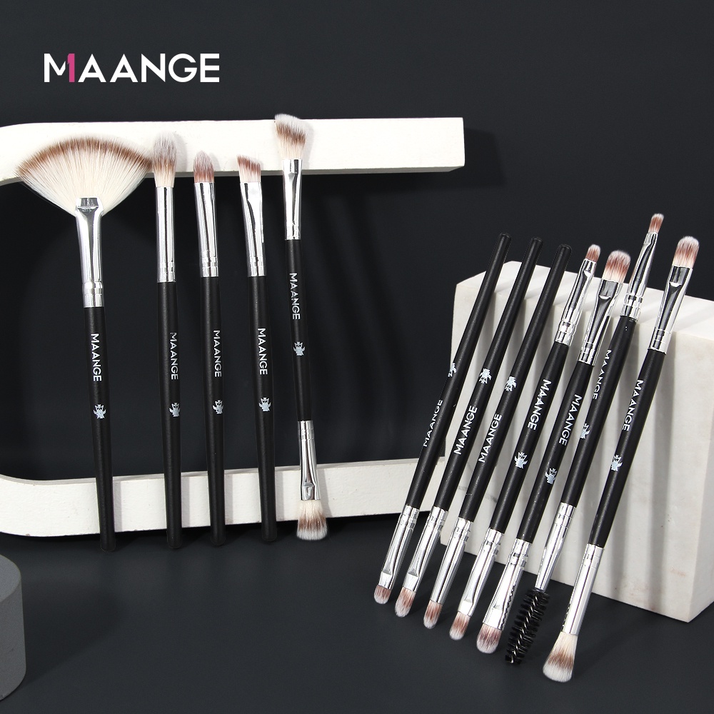 Bộ 12 cọ trang điểm MAANGE sử dụng cho phấn mắt highlight lông mày lông mi