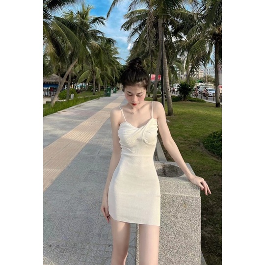 VÁY BODY CHẤT CADIGAN 2 dây xoắn trước