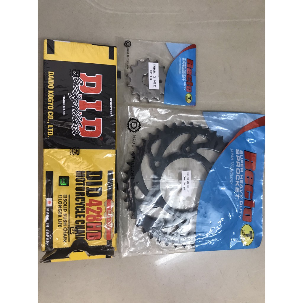 Bộ NSD Exciter 150 (nhông dĩa Recto43T, sên DID 428HD 10ly) size độ