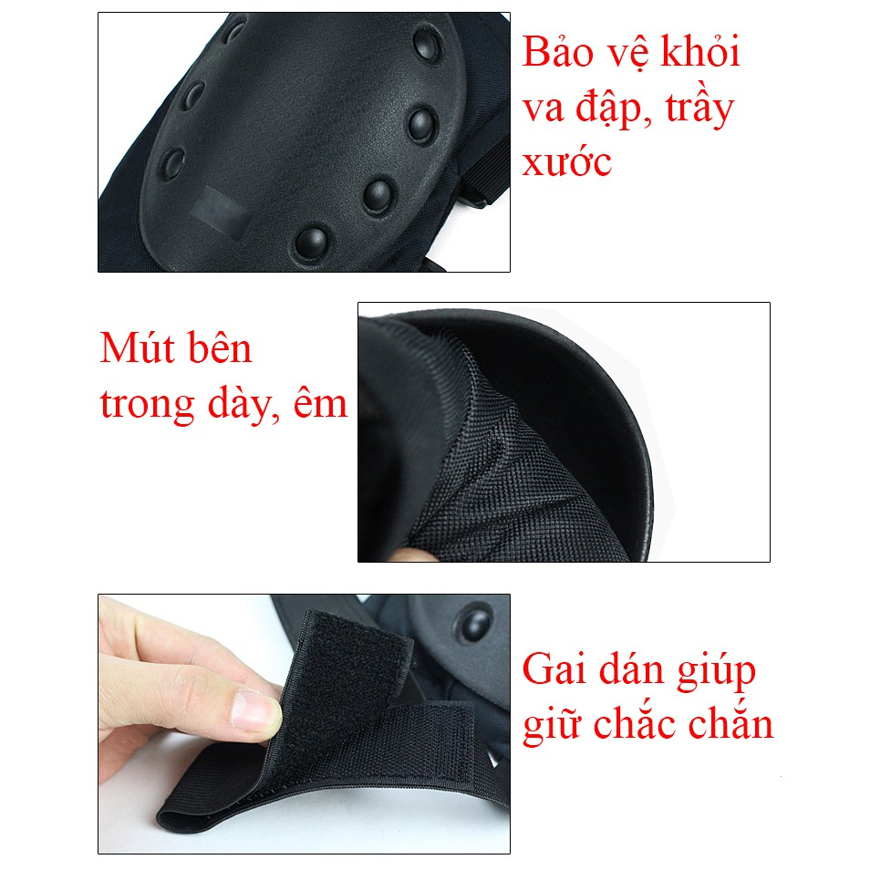 Bộ giáp bảo hộ đi phượt bảo vệ đầu gối khuỷu tay kiểu lính Black Hawk