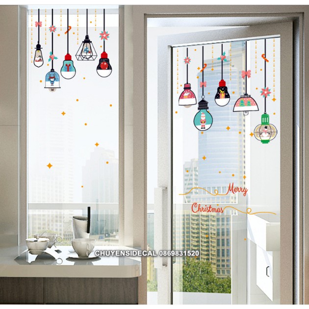 Decal trang trí tường - Bóng Đèn Dây nhỏ ngũ sắc