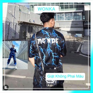 [CLIP THẬT] Áo sơ mi tay ngắn họa tiết SẤM SÉT Fulltag mende tay lỡ, FORM UNISEX