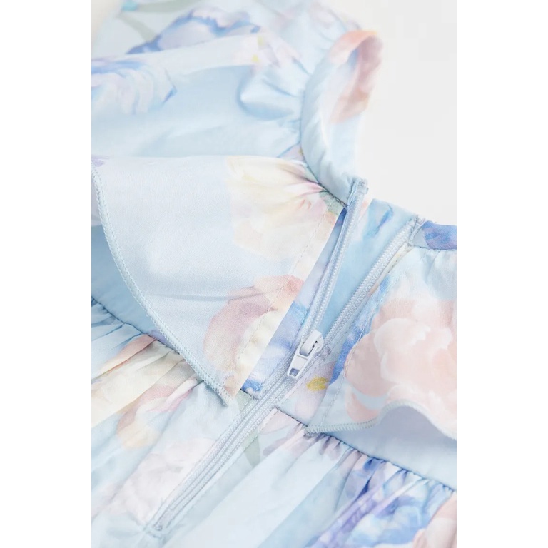 Váy bèo xòe hoa xanh 1054775001 HM H&M _hàng chính hãng authentic