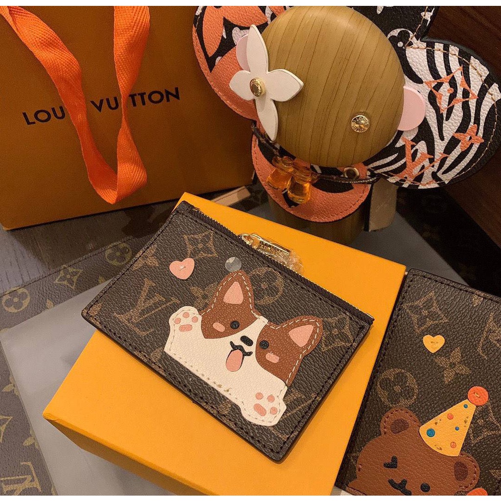 Ví da ngắn đựng thẻ lv có khóa kéo thích hợp cho nữ