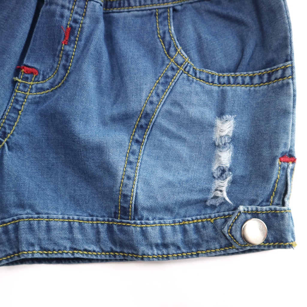 [Mã BMBAU50 giảm 7% đơn 99K] Quần Short Jean Bé Gái Thêu Trái Tim Đỏ SILBER KIDS