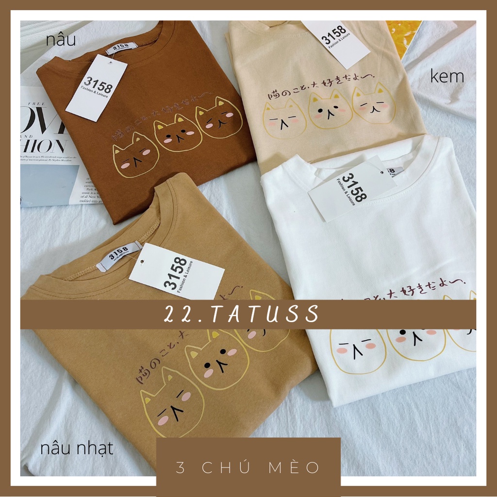 Áo thun freesize 3 CHÚ MÈO không chứa nilong thấm hút mồ hôi tốt 22.tatuss