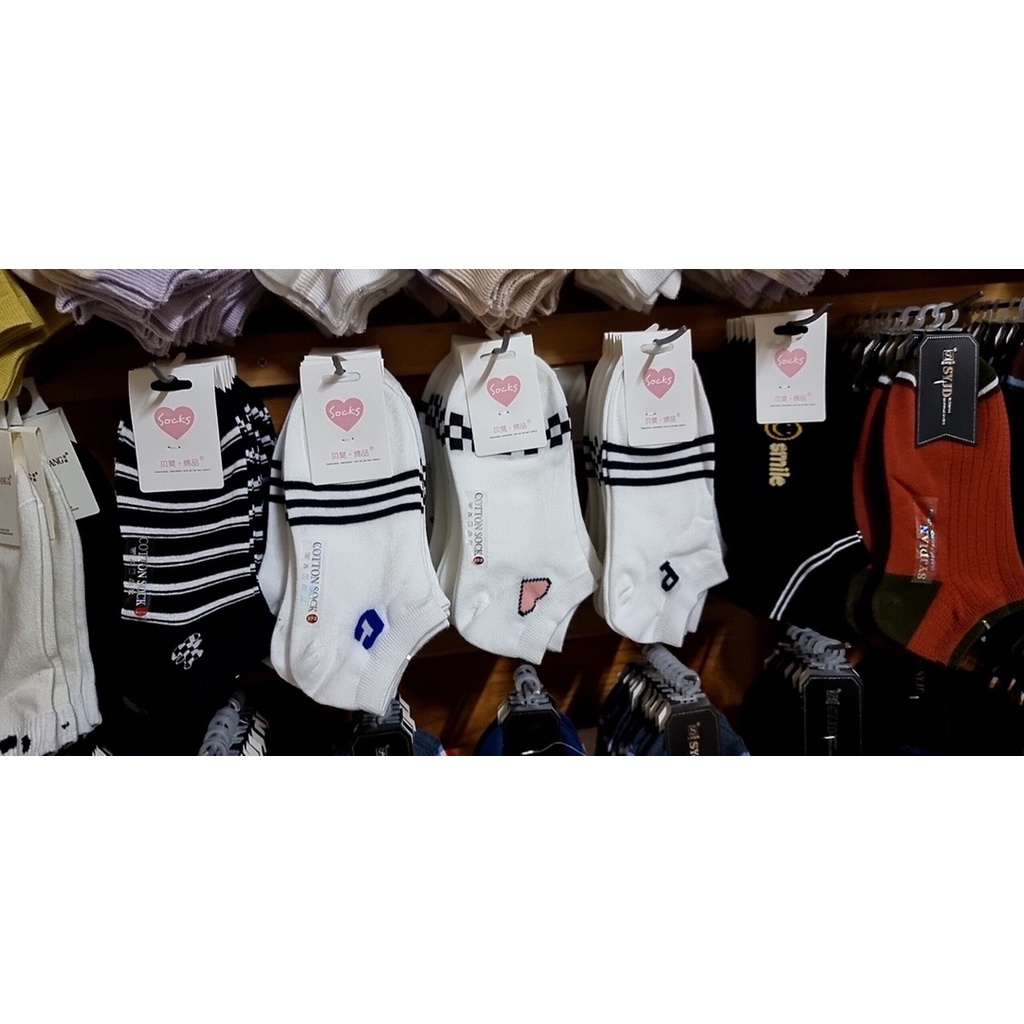 Tất nữ Vớ nữ cổ ngắn sọc ngang phong cách hàn quốc