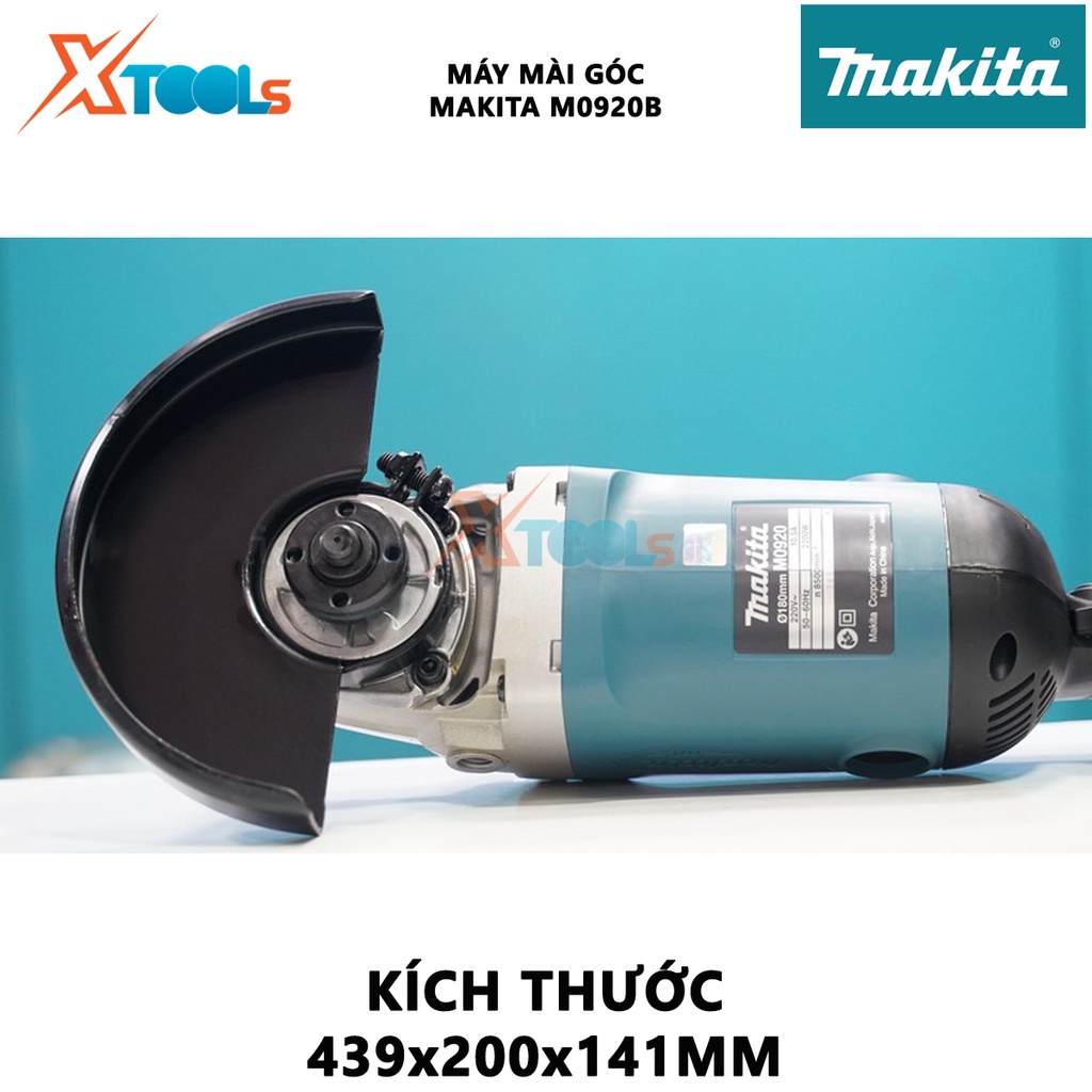 Máy mài góc MAKITA M0920B | máy mài cầm tay công suất 2200W dùng công tắc bóp, đường kính đá mài 180 mm gia công[XTOOLS]