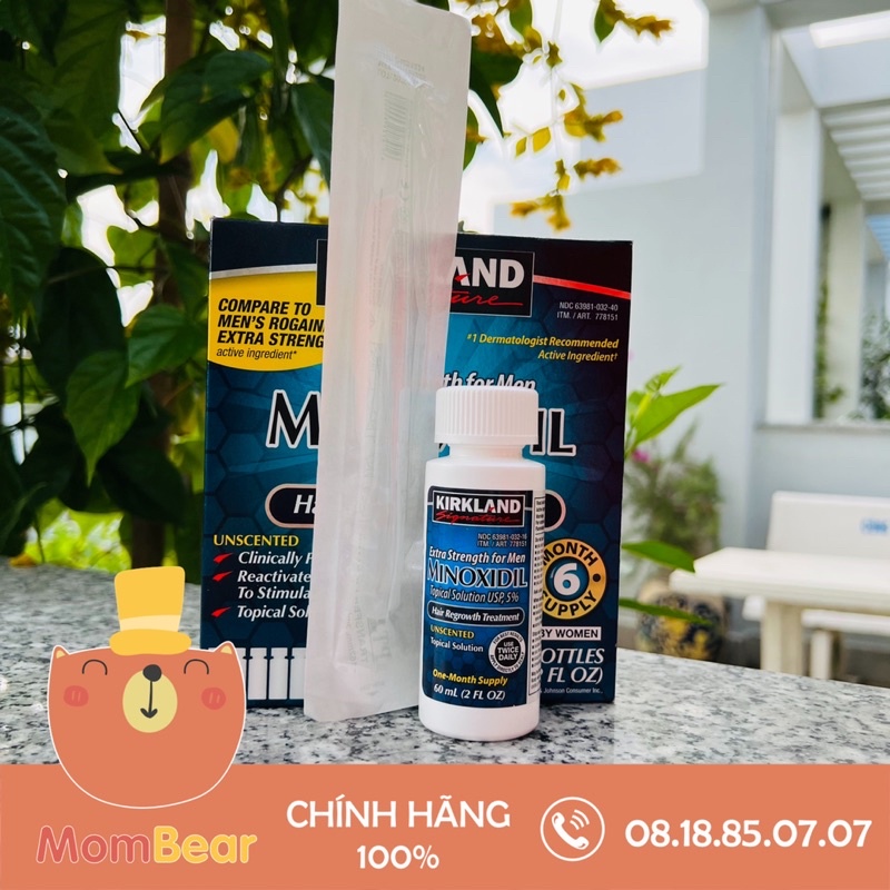 [1;3 Lọ] Dung Dịch Minoxidil 5% Kirkland mọc Râu , Tóc Của Mỹ 60ml