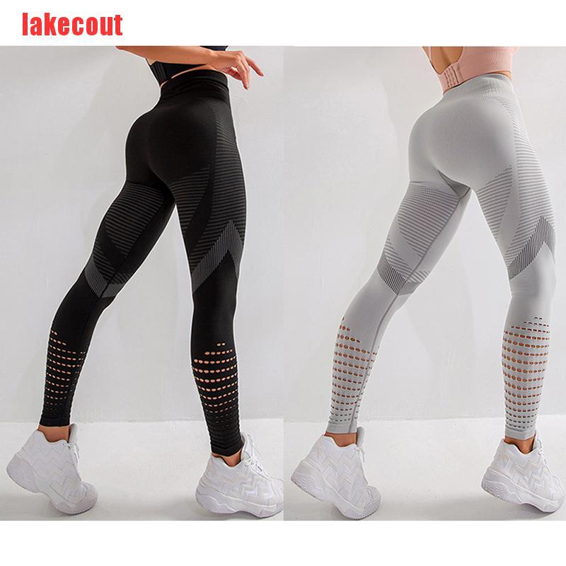 (Hàng Mới Về) Quần Legging Thể Thao Lưng Cao Phối Lưới Thoáng Khí