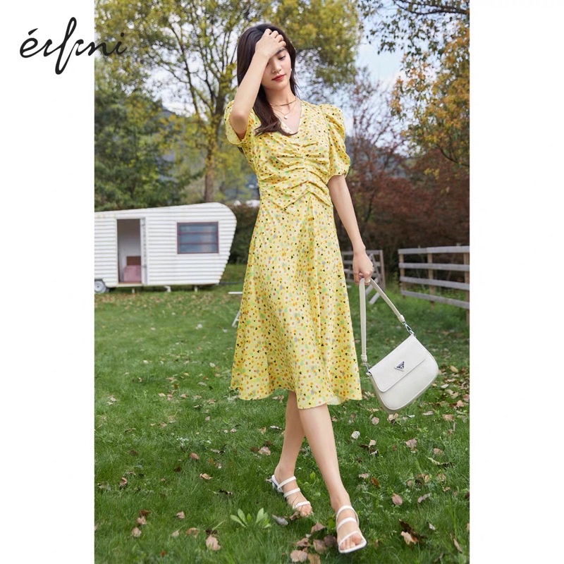 Đầm lụa vàng Eifini