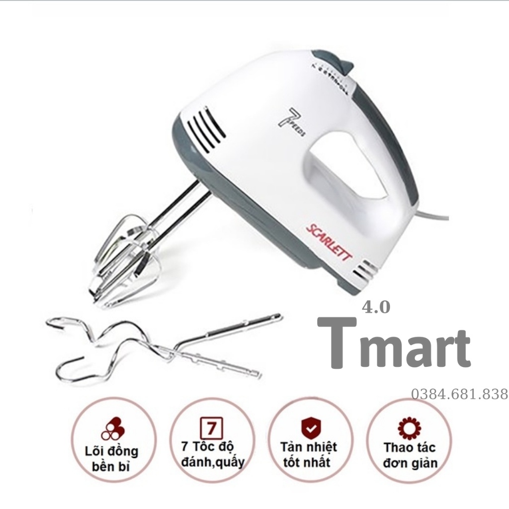 Máy Đánh Trứng Cầm Tay Scarlett Mini 7 Tốc Độ Công Suất 180W-Tmart4.0