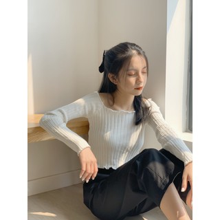 Áo trễ vai len gân to dài tay len51 1994closet