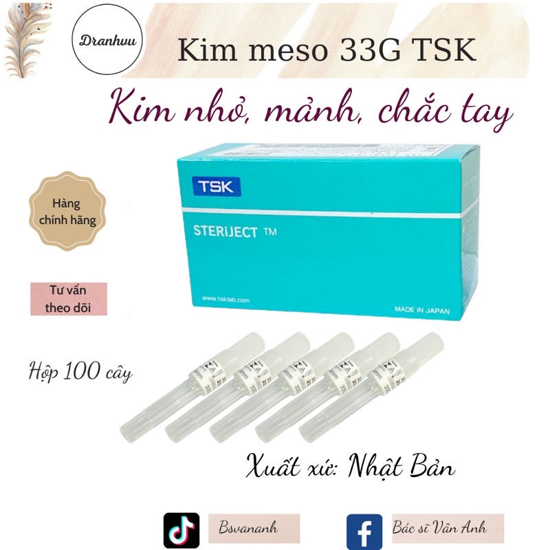 [Chính Hãng] Kim Tiêm Meso Prenium Needle 33G Tsk Nhật Bản - 4Mm