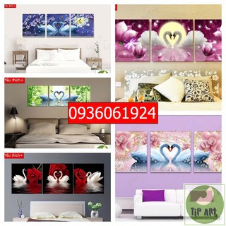 Tranh phòng ngủ 🍁 Free Ship 🍁 tranh phòng ngủ thiên nga - tranh thiên nga bộ 3, tranh phòng ngủ hiện đại
