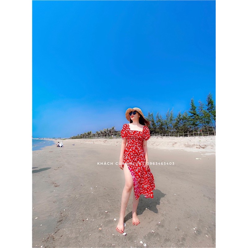 [Có ảnh thật]Đầm hoa cúc xẻ tà lụa loại 1 Laluas | BigBuy360 - bigbuy360.vn