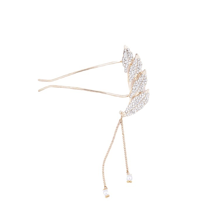 Trâm cài tóc hình chữ U kiểu tua rua kim loại phong cách tiểu thư sang trọng