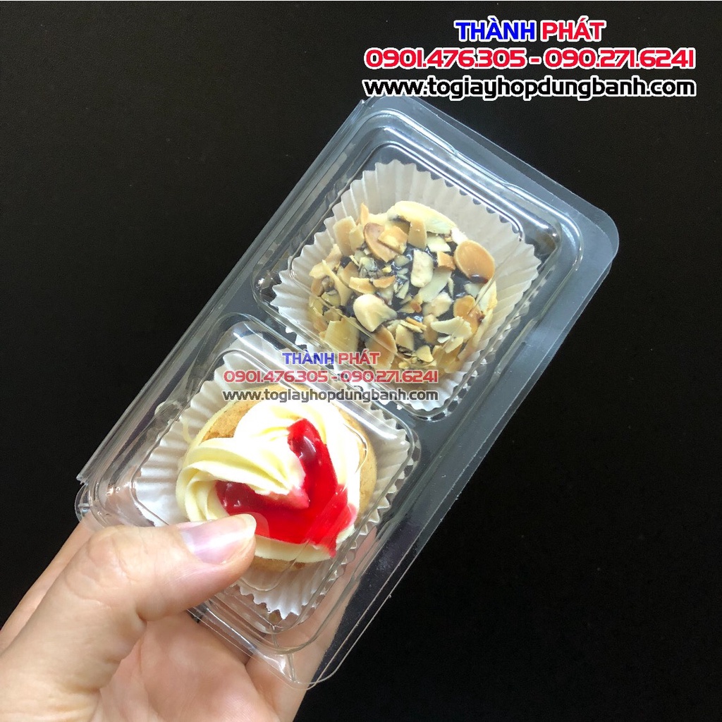 100 Hộp H162 đựng 2 bánh su singapore, bánh tart, trứng muối đài loan