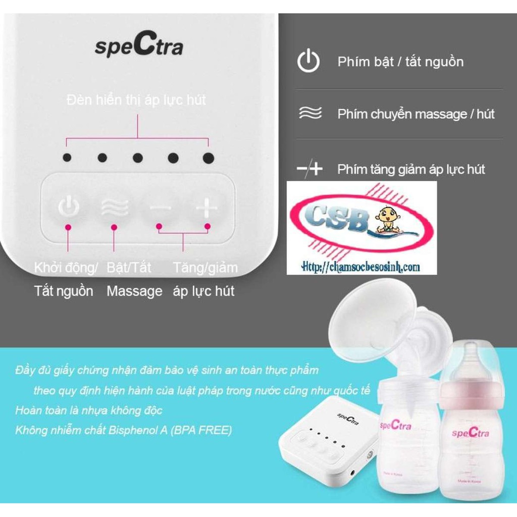 Máy hút sữa mini Spectra Q + Tặng bộ 2 bình trữ sữa spectra