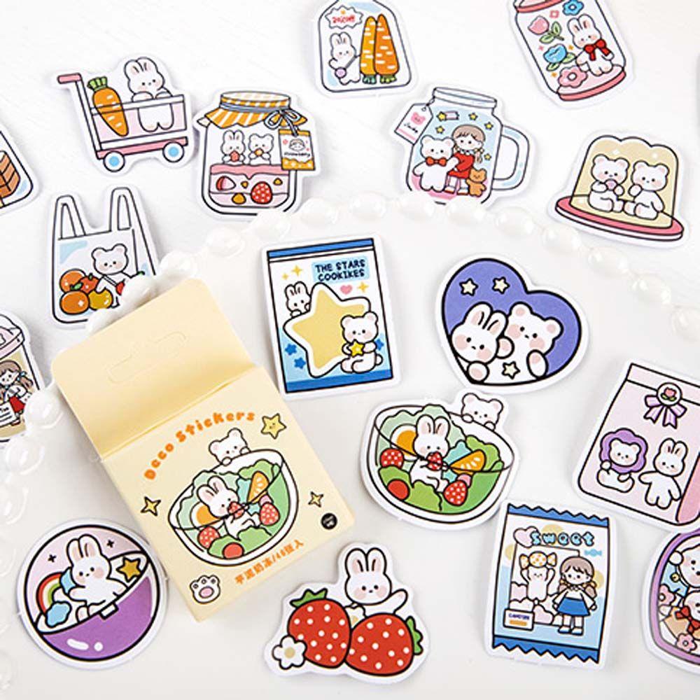 Miếng Dán Trang Trí Sổ Tay Hình Gấu Ăn Vặt Dễ Thương