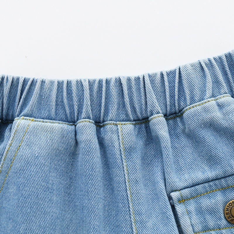 Quần Jean bé trai WELLKIDS Quần bò chất mềm cho bé túi khuy ngộ nghĩnh KZ3057