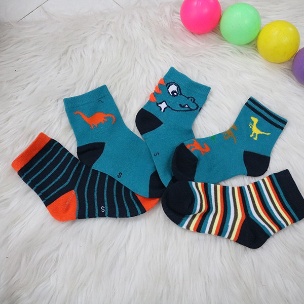 Set 5 Đôi Tất Vớ Cổ Cao Cho Bé Hình Khủng Long