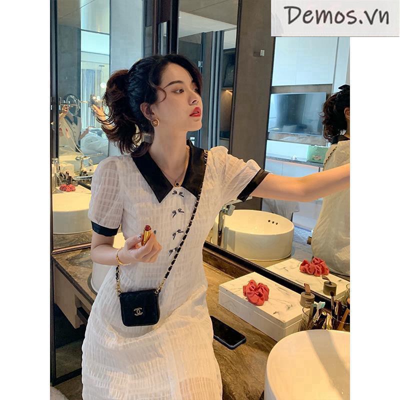 Women White Dress With Bows Elegant Design
