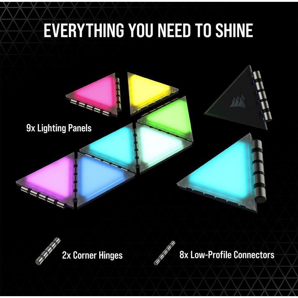 Bộ đèn chiếu sáng Corsair iCUE LC100 Smart Case Lighting Triangles Starter Kit (CL-9011114-WW)