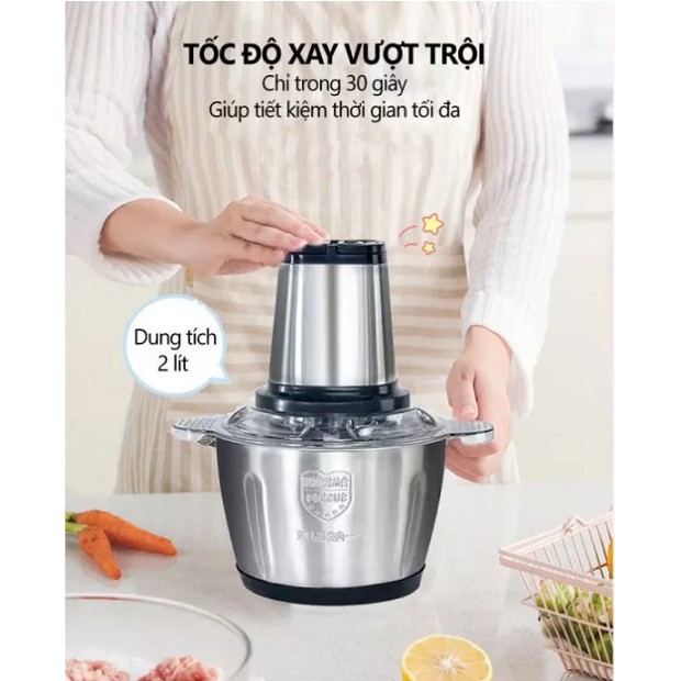 MÁY  XAY THỊT CỐI  INOX DUNG TÍCH 2 LÍT