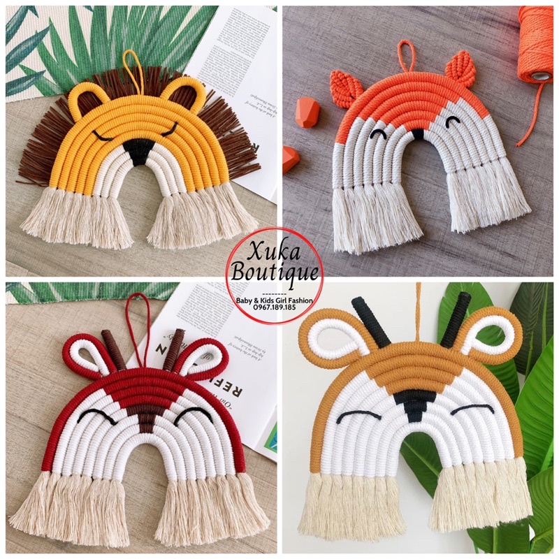 Phụ Kiện Treo Tường Cầu Vồng Macrame Tua Rua Phòng Trẻ Em Sz 36x29cm, Decor Phòng Dệt Tay Thủ Công Đẹp Chắc Chắn