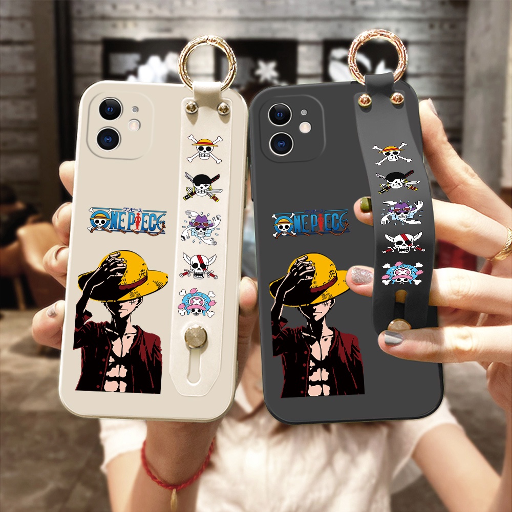Ốp điện thoại silicon dẻo in One Piece Luffy kèm quai đeo tay chống sốc cho OPPO RENO6 Z 5G RENO 6 PRO