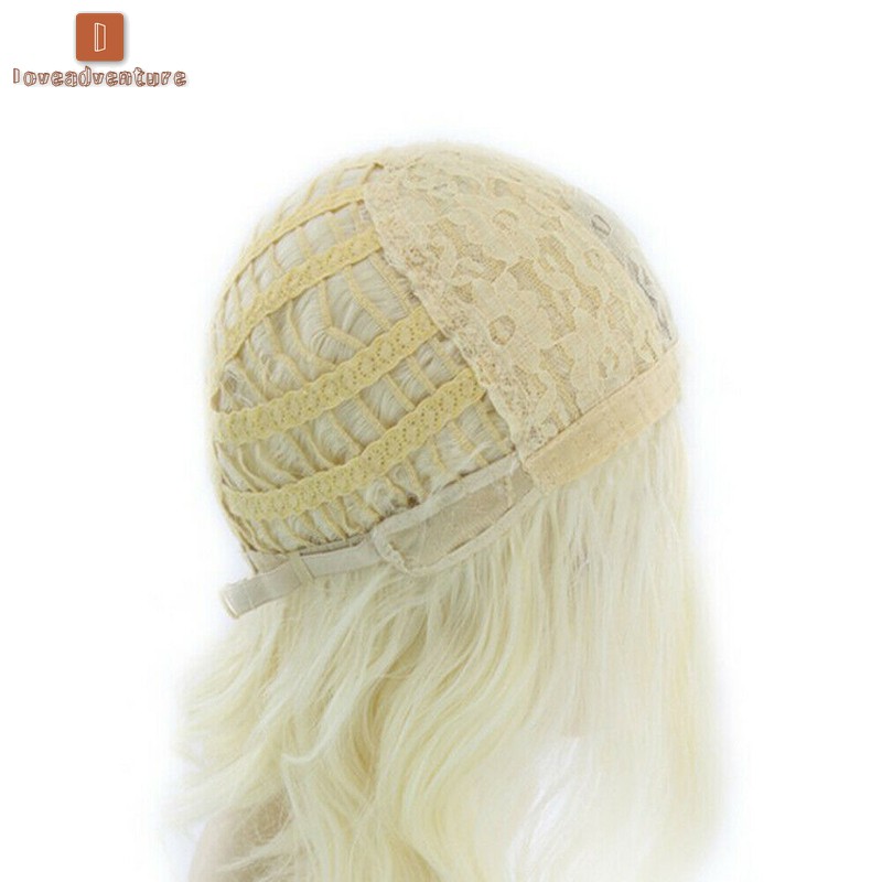 LV△ Women Blonde Wig Short Curly Wavy Synthetic Hair High Temperature Fiber Full Wigs