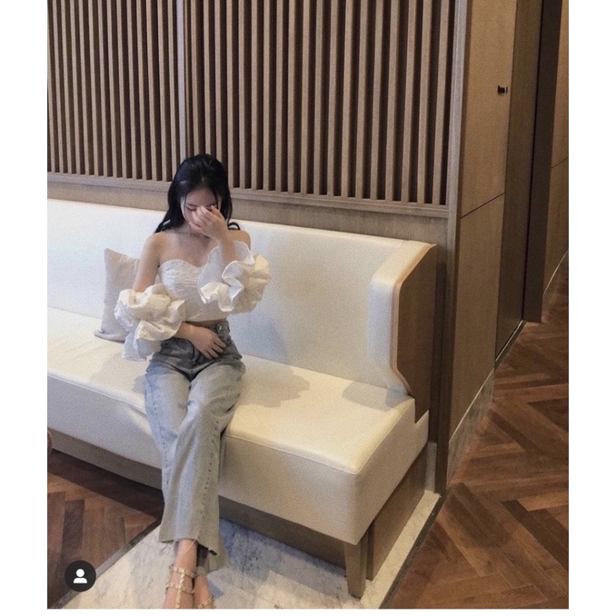 Áo Cup Ngực Gấm Hoa Tay Phồng