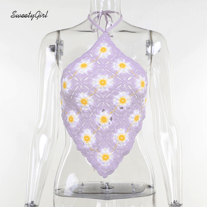 Áo Hai Dây Hở Lưng Thêu Hoa Màu Sắc Tương Phản Quyến Rũ Dành Cho Nữ 2022