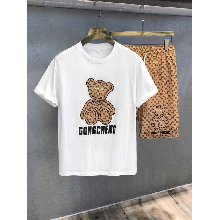 Bộ Thun Lạnh Nam In Gấu Chất Cotton Mềm Mát Form Rộng Mặc Nhà Đi Chơi Thoải Mái [NEW UNISEX]