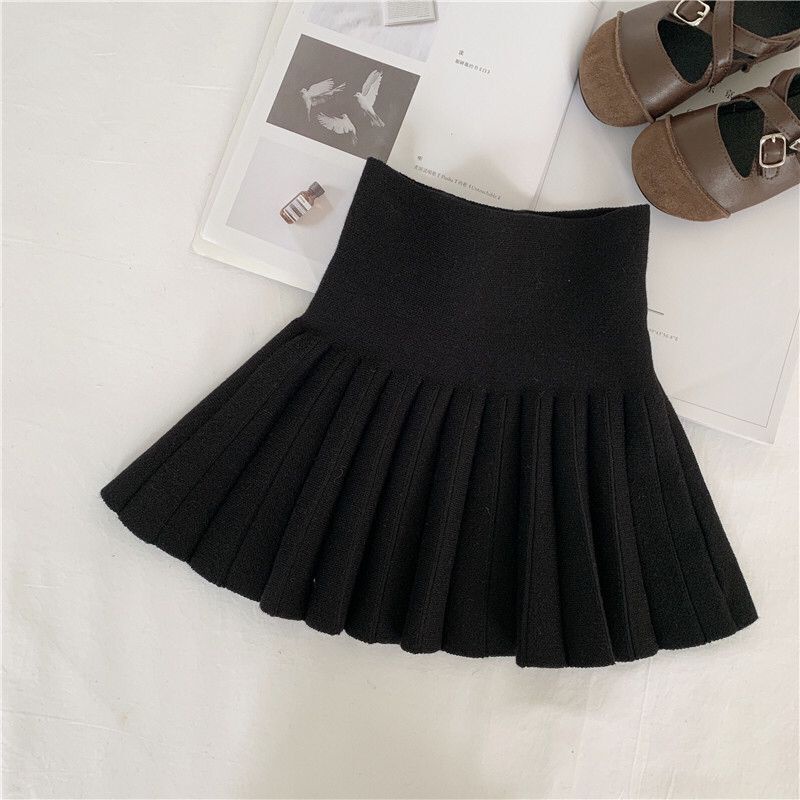 Chân váy dệt kim đuôi cá xếp ly lưng cao phong cách Hàn Quốc thời trang thu đông cho bé gái